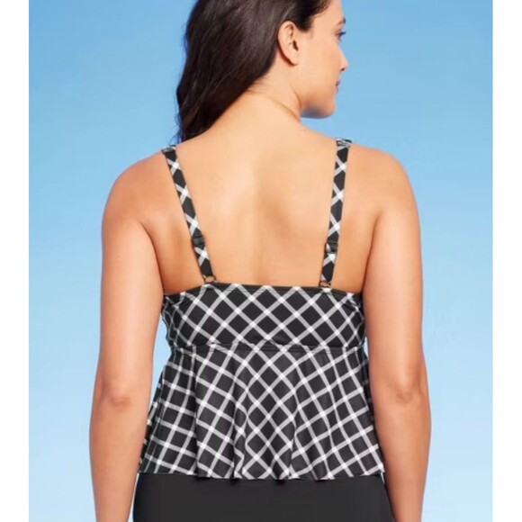 NWT Kona Sol Gingham Front Cropped Tankini Top - Picture 2 of 2